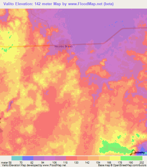 Valito,Mexico Elevation Map