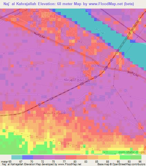 Naj` al Kahrajallah,Egypt Elevation Map