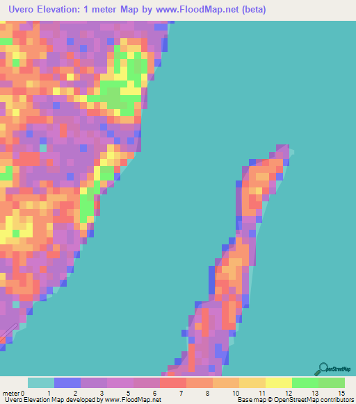 Uvero,Mexico Elevation Map