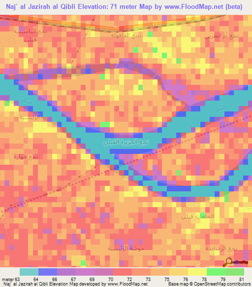 Naj` al Jazirah al Qibli,Egypt Elevation Map