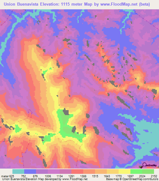 Union Buenavista,Mexico Elevation Map