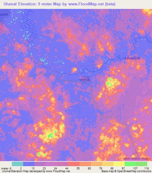 Ulumal,Mexico Elevation Map