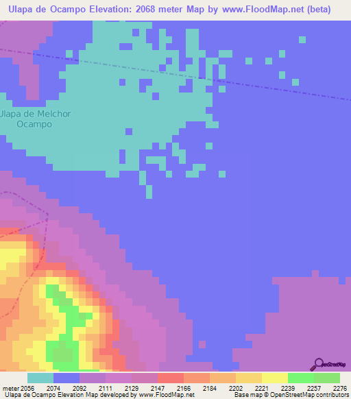 Ulapa de Ocampo,Mexico Elevation Map