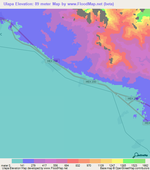 Ulapa,Mexico Elevation Map