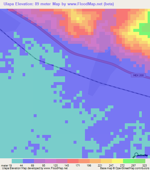 Ulapa,Mexico Elevation Map