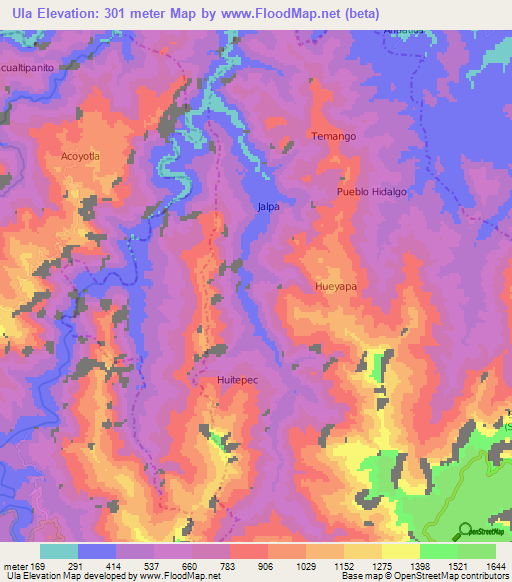 Ula,Mexico Elevation Map