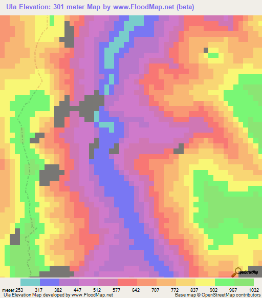 Ula,Mexico Elevation Map