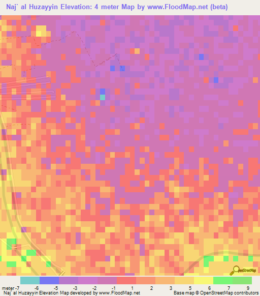 Naj` al Huzayyin,Egypt Elevation Map