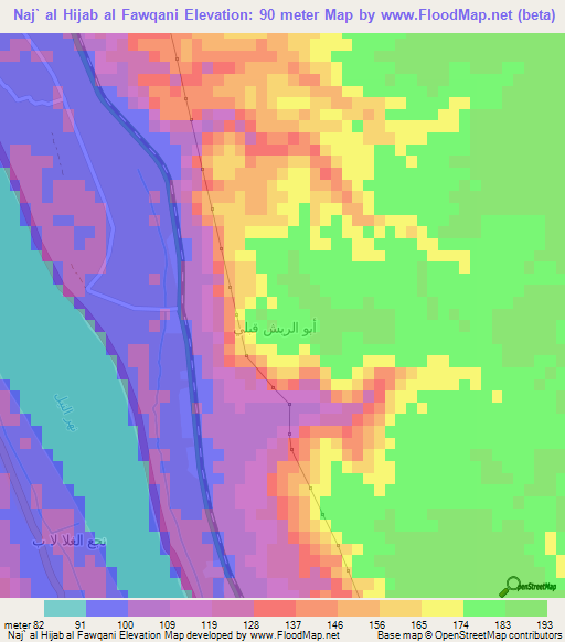 Naj` al Hijab al Fawqani,Egypt Elevation Map