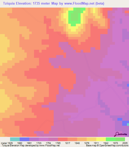 Tziquia,Mexico Elevation Map