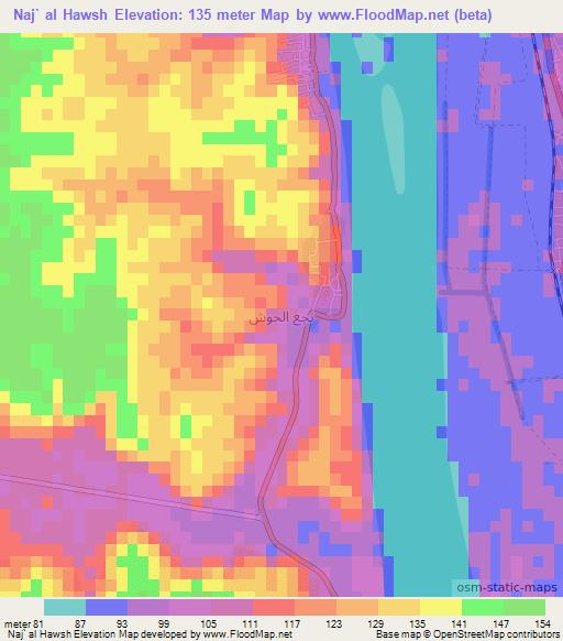 Naj` al Hawsh,Egypt Elevation Map