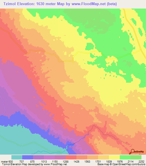 Tzimol,Mexico Elevation Map