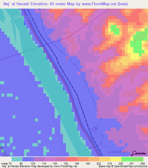 Naj` al Hanadi,Egypt Elevation Map