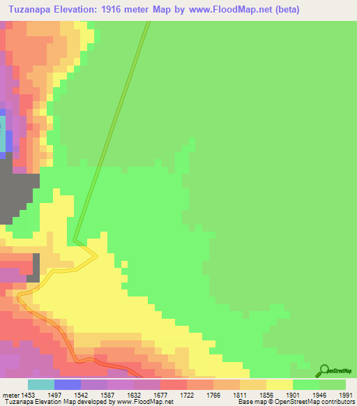 Tuzanapa,Mexico Elevation Map