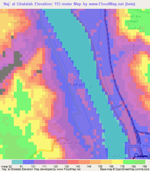 Naj` al Ghalalab,Egypt Elevation Map