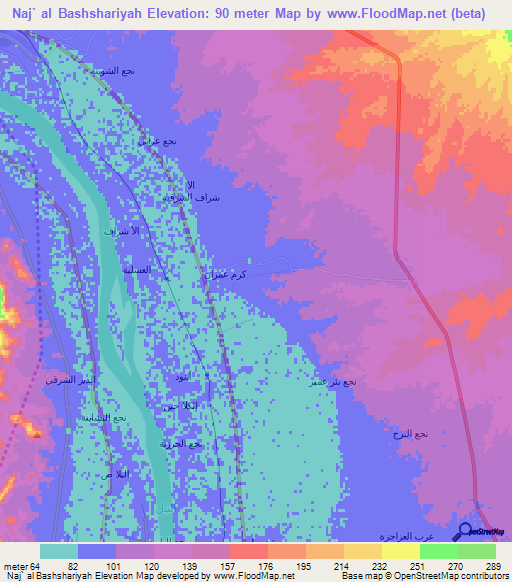 Naj` al Bashshariyah,Egypt Elevation Map