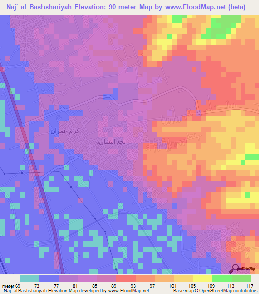 Naj` al Bashshariyah,Egypt Elevation Map