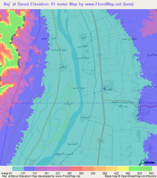 Naj` al Barud,Egypt Elevation Map