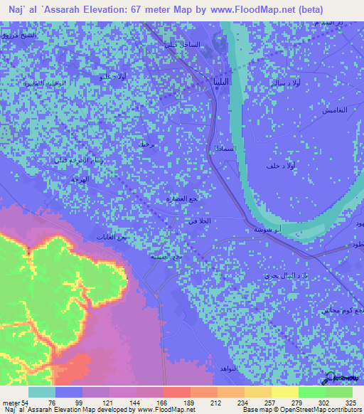 Naj` al `Assarah,Egypt Elevation Map