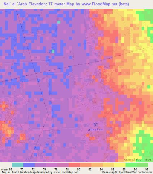 Naj` al `Arab,Egypt Elevation Map