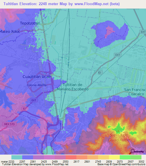 Tultitlan,Mexico Elevation Map