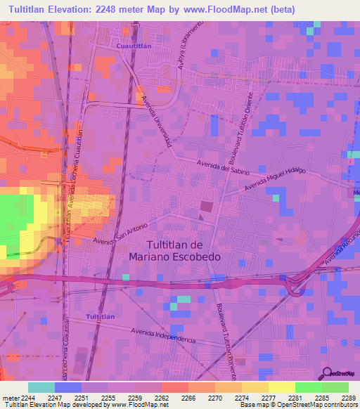 Tultitlan,Mexico Elevation Map