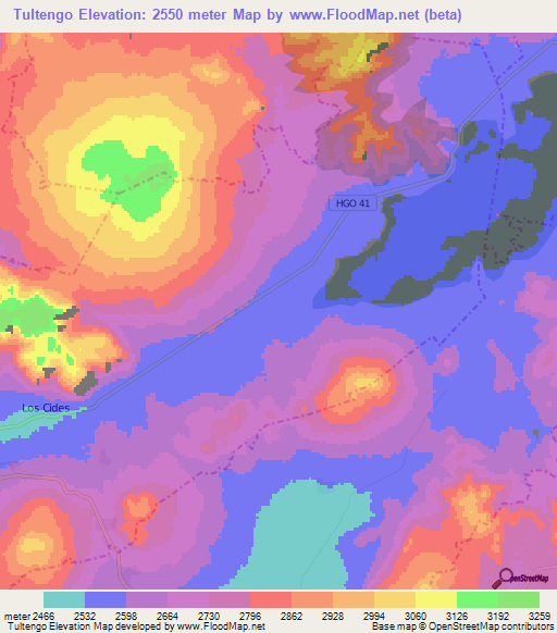 Tultengo,Mexico Elevation Map