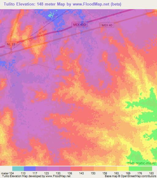 Tulito,Mexico Elevation Map