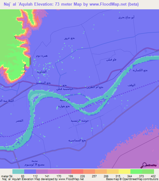 Naj` al `Aqulah,Egypt Elevation Map