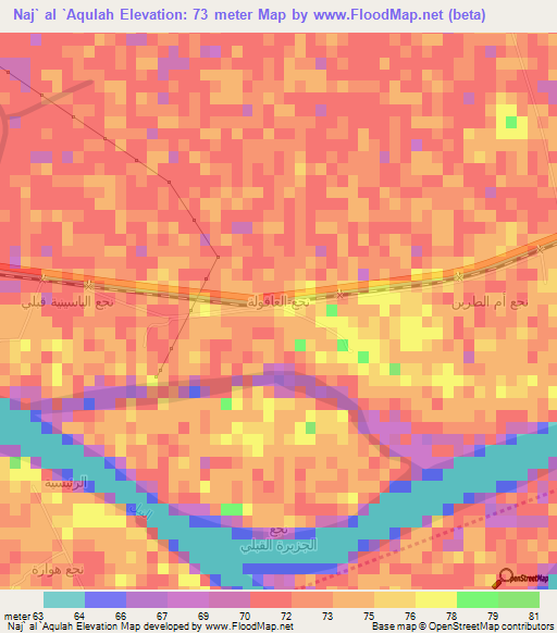 Naj` al `Aqulah,Egypt Elevation Map