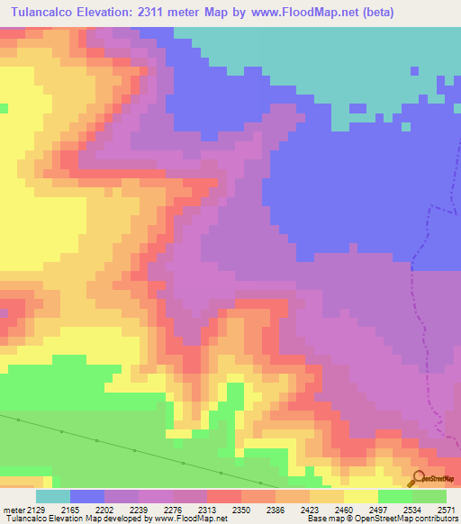 Tulancalco,Mexico Elevation Map