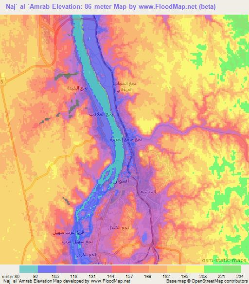 Naj` al `Amrab,Egypt Elevation Map