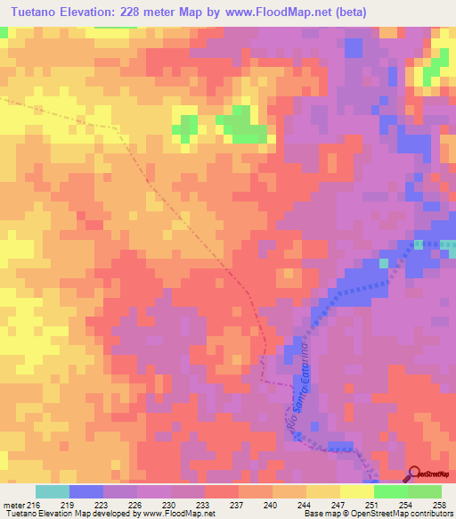 Tuetano,Mexico Elevation Map