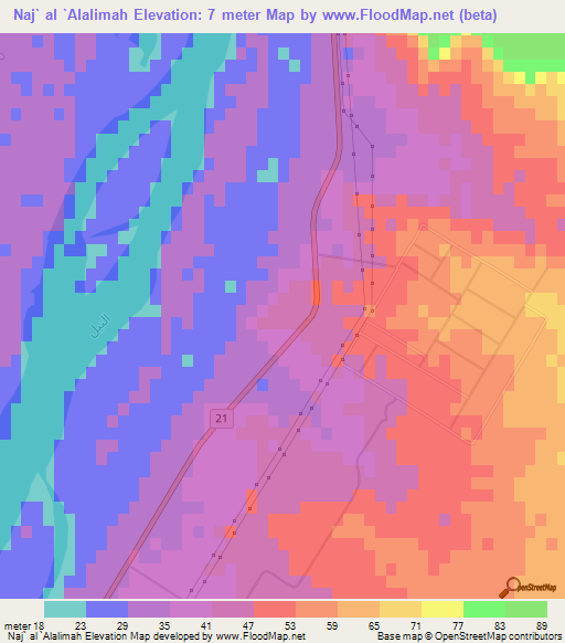 Naj` al `Alalimah,Egypt Elevation Map