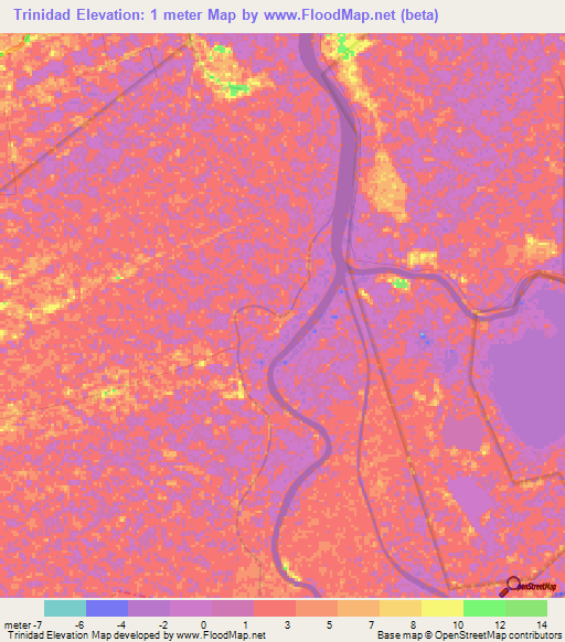 Trinidad,Mexico Elevation Map