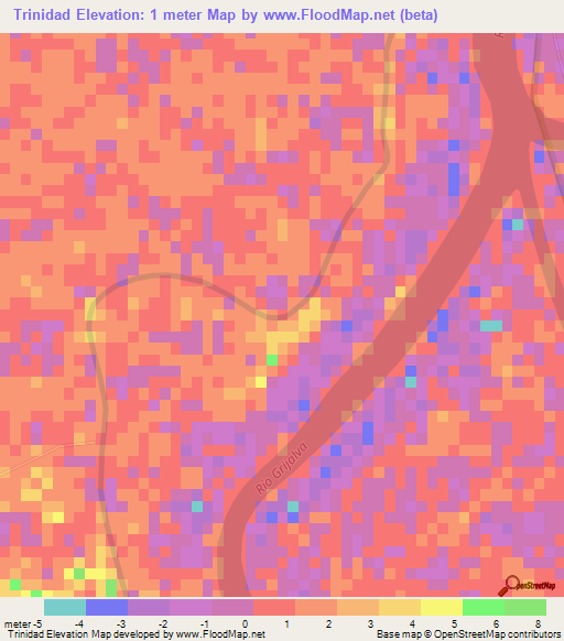 Trinidad,Mexico Elevation Map