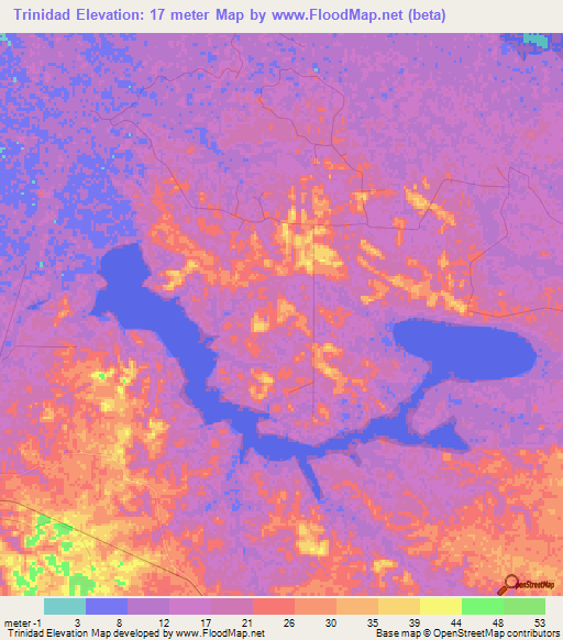 Trinidad,Mexico Elevation Map