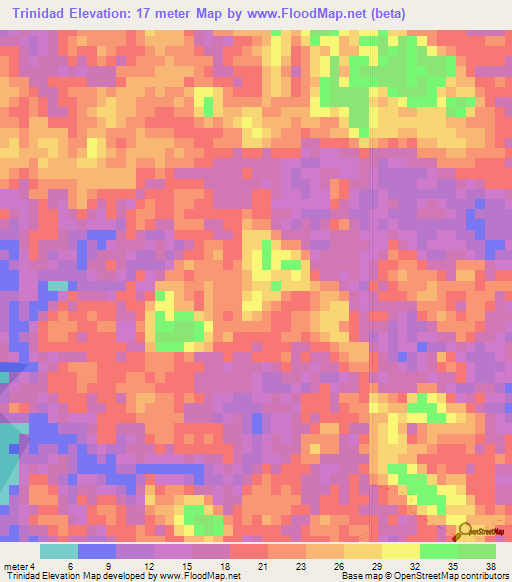 Trinidad,Mexico Elevation Map