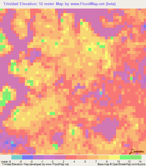 Trinidad,Mexico Elevation Map