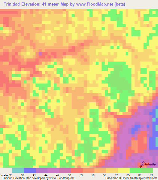 Trinidad,Mexico Elevation Map