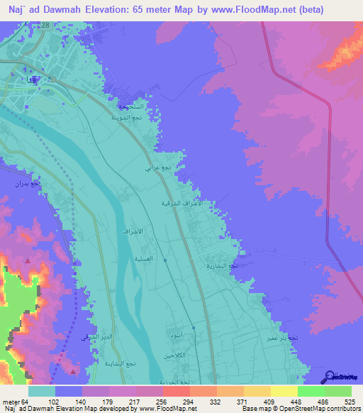 Naj` ad Dawmah,Egypt Elevation Map