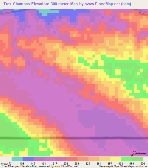 Tres Champas,Mexico Elevation Map