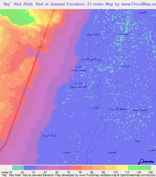 Naj` `Abd Allah `Abd al Jawwad,Egypt Elevation Map