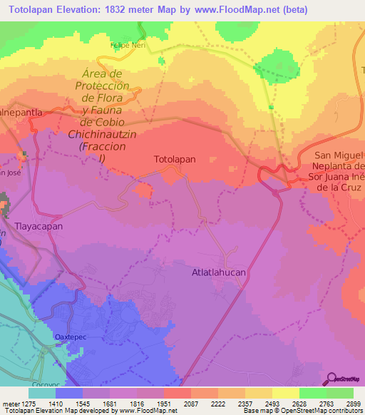 Totolapan,Mexico Elevation Map