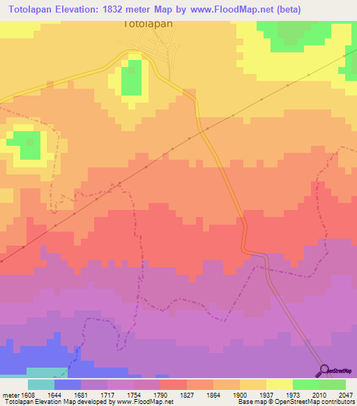 Totolapan,Mexico Elevation Map