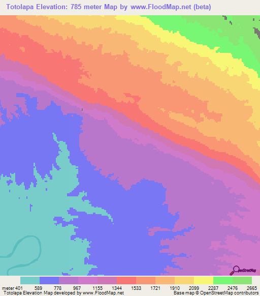 Totolapa,Mexico Elevation Map