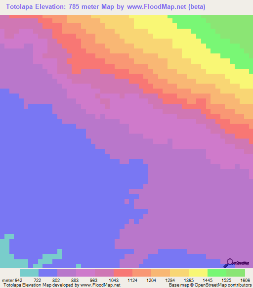 Totolapa,Mexico Elevation Map