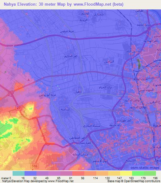 Nahya,Egypt Elevation Map