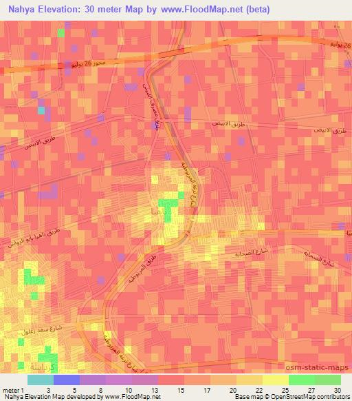 Nahya,Egypt Elevation Map