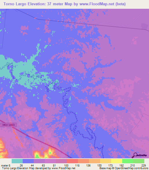 Torno Largo,Mexico Elevation Map